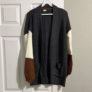 Womens Colorblock Cardigan Sweater